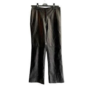 DANIER Black High Waisted Straight Boot Leg Leather Pants Black 6